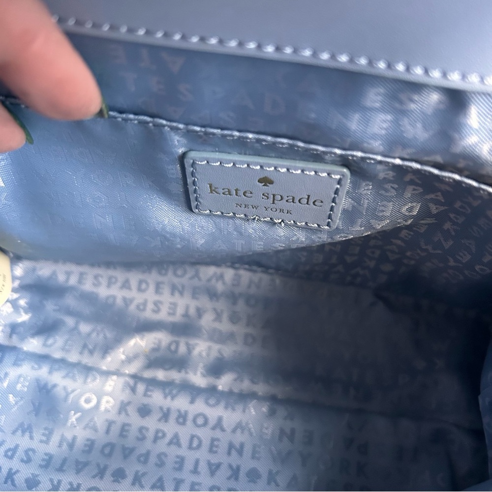 Kate Spade Serrano Place Pearl Shonna Baby Blue Leather Turnlock Flap Crossbody - Picture 7 of 13